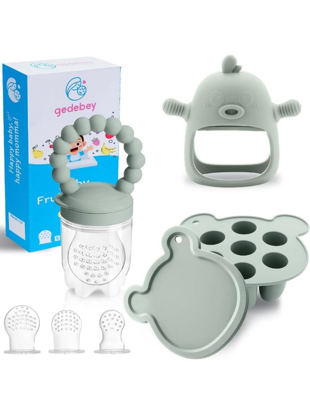 3-in-1 Baby Food Feeder Set - Silicone Popsicle Mold & Teething Toy, BPA Free, 3